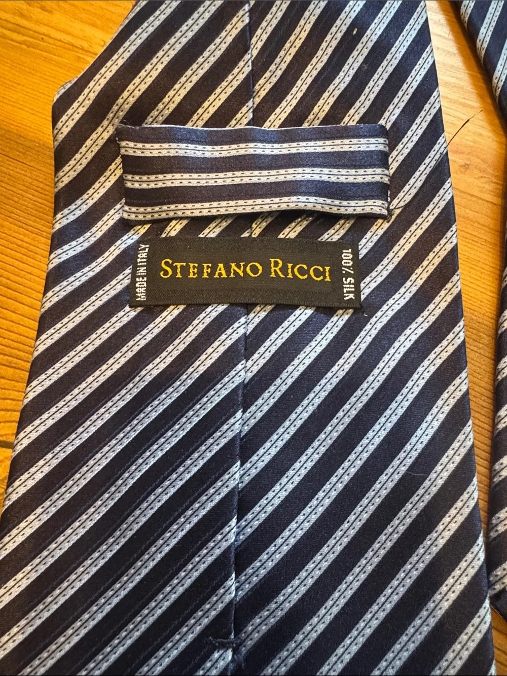 Stefano Ricci Navy and Light Blue Diagonal Stripe Tie